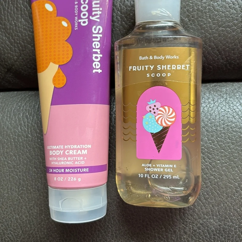 Bath and body fruity sherbet scoop body cream and body wash